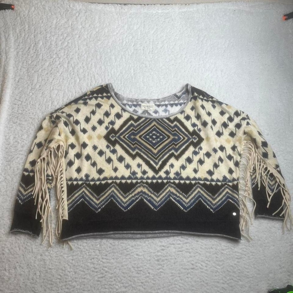 Vintage women's denim supply polo Ralph Lauren Aztec western poncho‎ shaul M